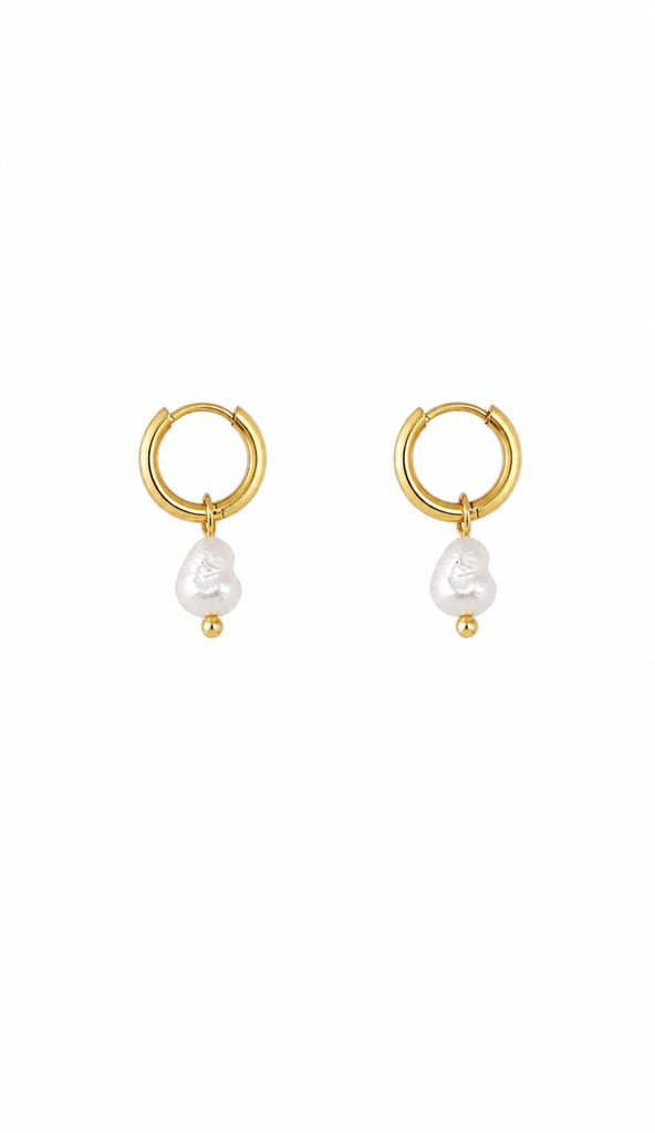 Parel oorbellen (goud)