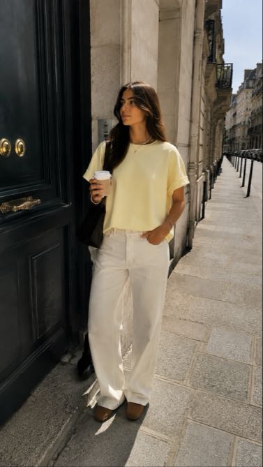 comfy T-shirt geel one-sized