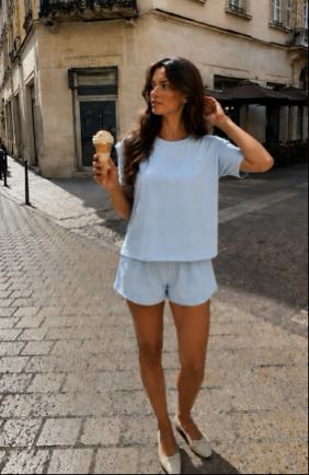 Comfy set blauw one-sized (T-shirt)