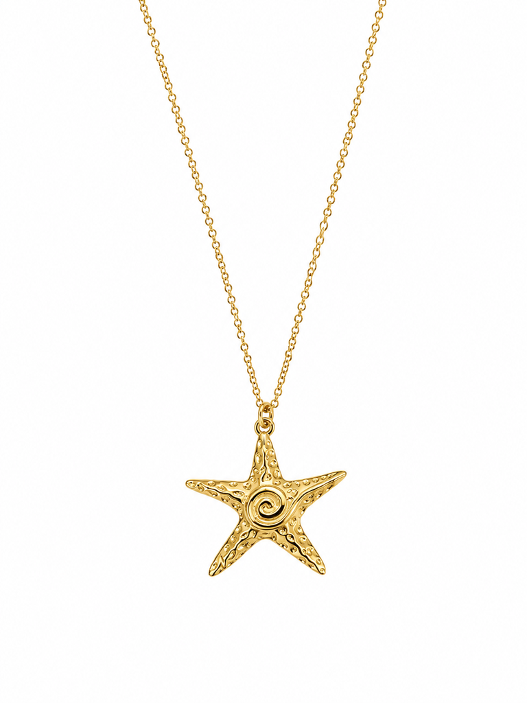 Lange zeesterren ketting goud