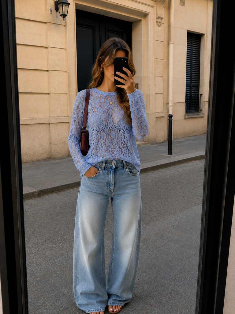 Lace top one-sized (Lichtblauw)